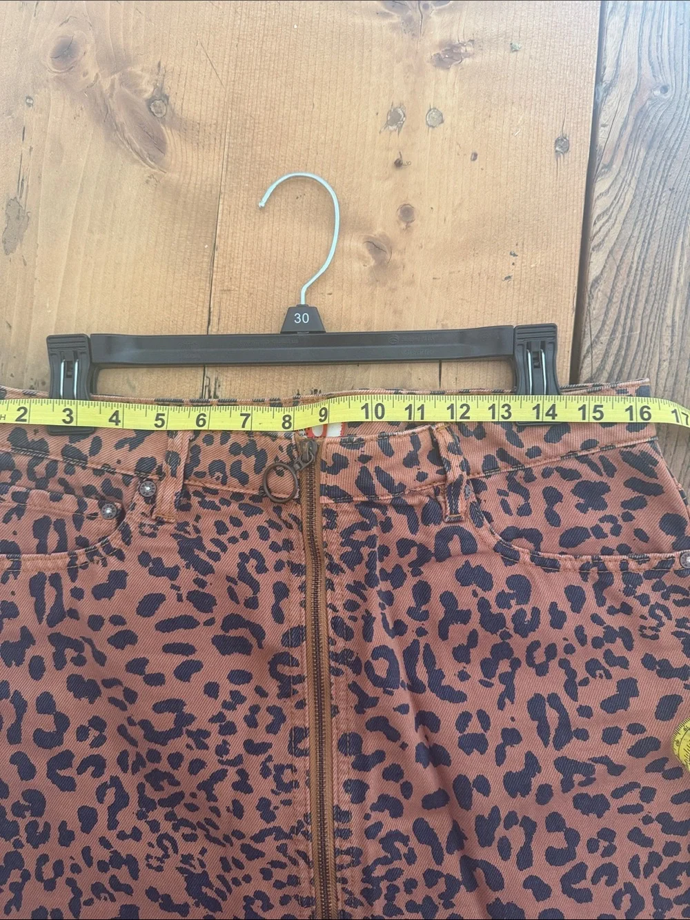 Free People ( we the Free) Rust Leopard Zip-Front Mini Skirt. Size 30